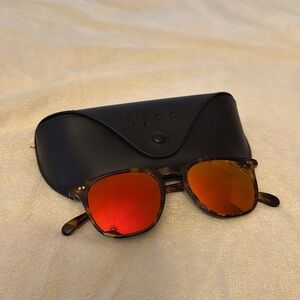 Diff Eyewear Tortoise Sunglasses with Red Lenses